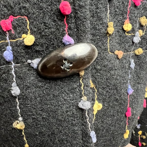 Tsunami Esq Black Wool Blend Embroidered Cropped Jacket Blazer Sz M Art-to-Wear - Picture 9 of 16